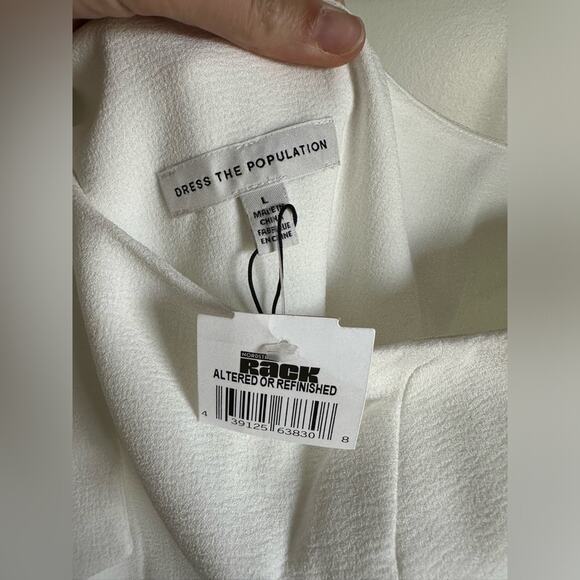 Dress the Population White Crepe Tiffany Dress NWT Size Large - Picture 10 of 13